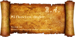 Mifkovics Andor névjegykártya